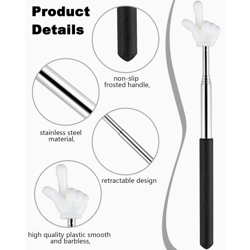 KGDUYC Set of 4 Extendable Pointer Sticks, Telescopic Teacher Pointer,