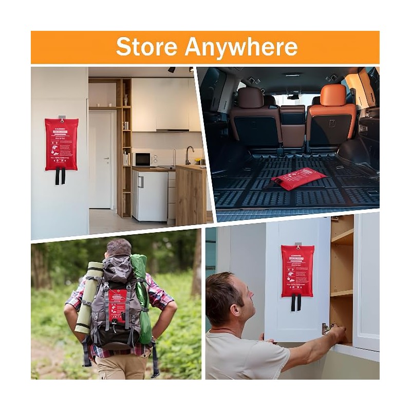 Home fire Blanket, Camping Emergency Escape fire Blanket, Burn Prevention,