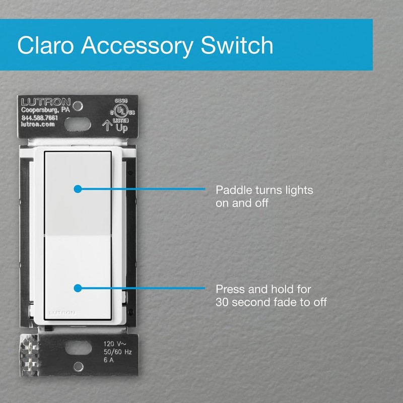 Lutron Caseta Smart Claro Accessory Switch for 3 Way –