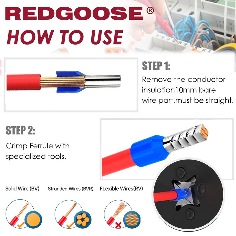 1200PCS Assorted Wire Ferrules Terminals Kit, AWG 22-10 Insulated Copper