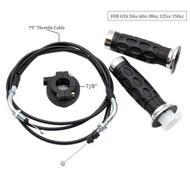 PRO BAT Universal 22mm 7/8'' Throttle Twist Grip Set with 82"/2080mm Scooter Throttle Cable for 50cc 80cc 125cc 150cc GY6 4 Stroke Scooter Motorcycle Moped ATV