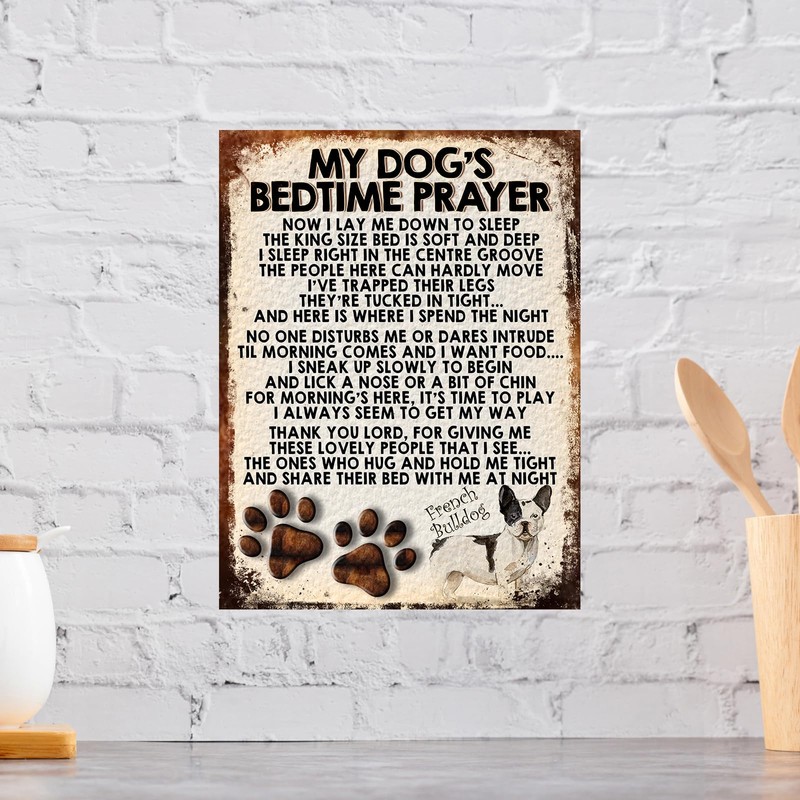 MY DOG'S BEDTIME PRAYER RETRO STYLE METAL TIN SIGN/PLAQUE (FRENCH