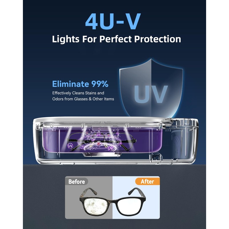 KUNPHY Ultrasonic Jewelry Cleaner, 400ml Sonic Cleaner for Rings, Glasses