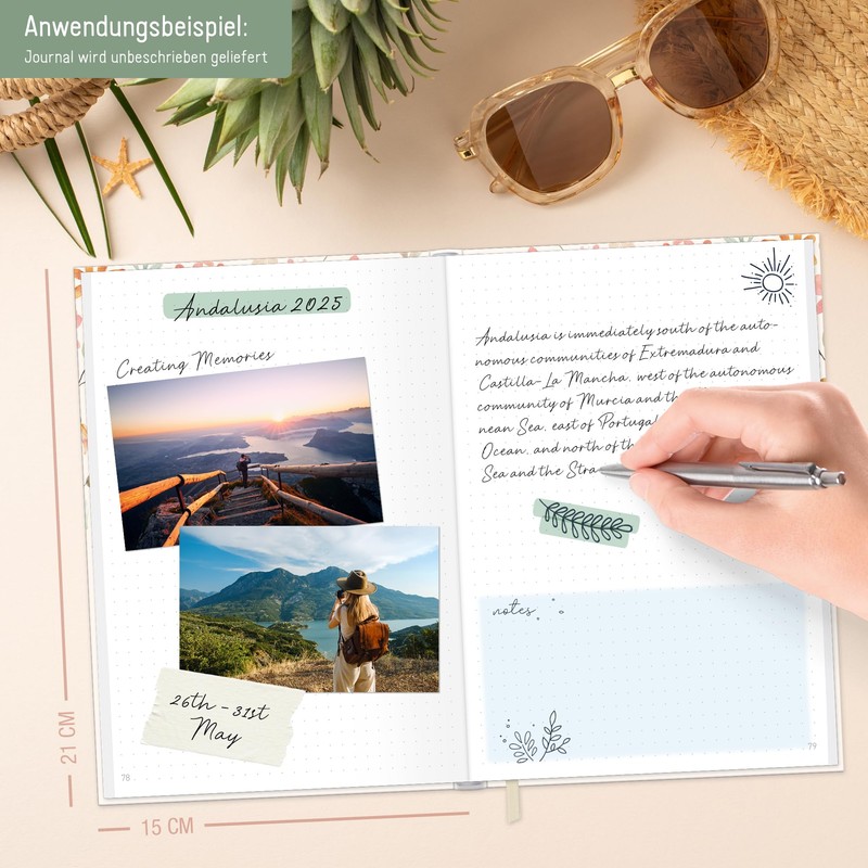 paper&you® Bullet Journal Dotted A5 with Elastic Band "Wild Blossoms"