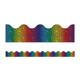Carson Dellosa - Sparkle + Shine Rainbow Foil Scalloped Borders, Classroom Décor, 13 Strips