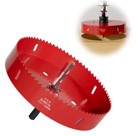 7.1" (180mm) Bi-Metal M42 High Speed Steel Hole Saw with Pilot Drill Bit, Smooth Cutting Edge for PVC, Drywall, Wood, Plastic, Gypsum Board, Rubber, Thin Metal