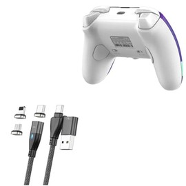 BoxWave Cable Compatible with GameSir Eneba G7 - MagnetoSnap PD AllCharge Cable (100W), Magnet Charging Braided USB Type-C Micro - Jet Black