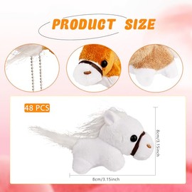 48 Pcs 3.2 Inch Mini Stuffed Horse Animals Toys Plush Horse Animals Horse Party Favors Small Stuffed Horse Keychain for Farm Party Goodie Bag Fillers, 6 Colors