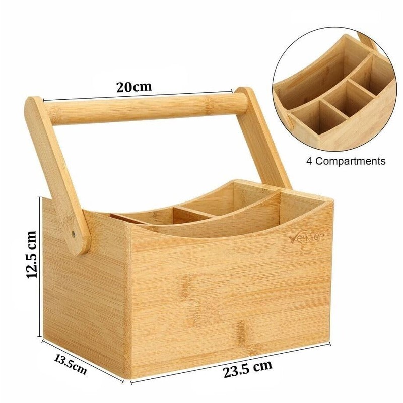 Cutlery Caddy Utensil Holder with Handle 4 Compartment Kitchen Organiser