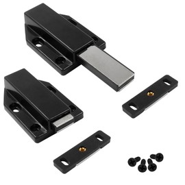 Unlorspy 2Pcs Black Push Latch Heavy Duty 76 x 46 x17mm Touch Latches Push to Open Latch with Screws for Drawer Cabinet