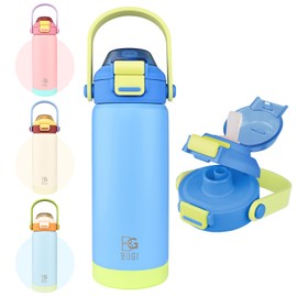 BOGI Metal Water Bottle with Straw, 720ml Stainless Steel Water Bottle for Sports Travel Gym Leak Proof Insulated Water Bottle with 2-in-1 Duo Lid for Boys Girls Keep Drinks 12h Hot & 24h Cold | Blue