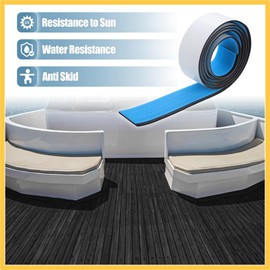 REPAIROCK 78.74''x2.24'' EVA Faux Teak Decking Sheet Mat Non-Slip Self-Adhesive for Boat Yacht Marine Deck Pad RV Flooring Carpet Blue Black Auto Replacement Parts