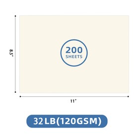 Craftask 200 Sheets Ivory Printer Paper 8.5x11, 32 lb/120 gsm Stationery Paper, Cream Cardstock Paper Sheets for Printing, Copy, Crafts, Letters, Invitations, Laser & Inkjet Printer Compatible