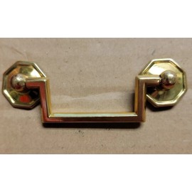 Unbranded NOS 3" Solid Polished Brass Victorian Square  Drawer Pull