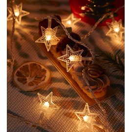 WFGGEH Star String Lights, 10ft 20 LED USB Powered Star Fairy String Lights Warm White for Birthday Party Wedding Christmas Home Decoration, WLD0001