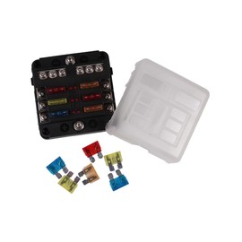 edi-tronic Car Fuse Holder Fuse Box 6-Way with Fuses Truck Boat Status LED