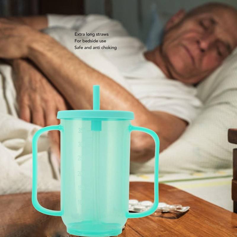 Adult Drinking Cup, Straw Cup with 2 Handles, Leakproof Plastic