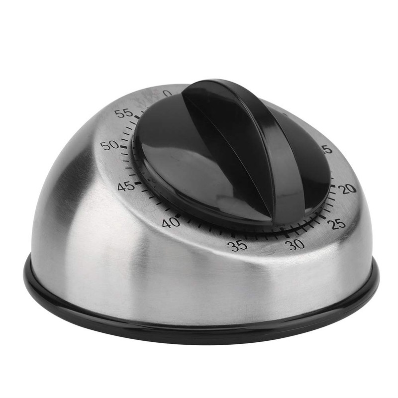 Kitchen Timer, Stainless Steel Kitchen Timer, Mechanical Wind-Up Timer, 60