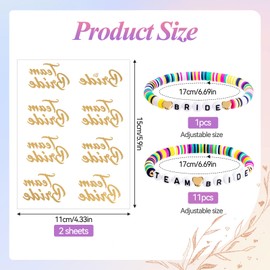 SREBIWO Pack of 12 JGA Bracelets Women, JGA Accessories Women for Stag Party, Team Bride Bracelets and Tattoo Stickers, JGA Decorative Bride for Dating, Wedding, Companion Gift (A)
