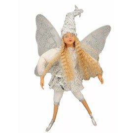 Handmade 12" Girl Flower Fairy Handmade Festival Hanging & Sitting Ornament(White