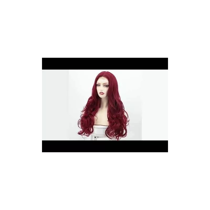 generic A Peluca Mujer Larga Rizada Roja Con Encaje Frontal