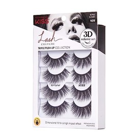 KISS Lash Couture Triple Push Up Collection - Paquete múltiple de pestañas postizas de volumen 3D con tecnología de diseño triple, multiángulos y long