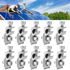 Pack of 8 Solar Panel Grounding Clips, Earth Clamp for PV Module, Aluminium Solar Panel Holder Accessories, Standard Solar Panel Grounding Clip for Solar Mounting System