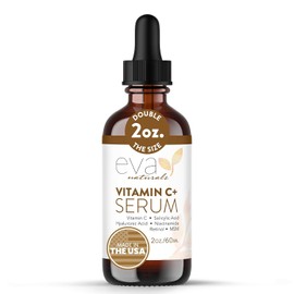 Eva Naturals suero de vitamina C más 2% de retinol, 3,5% de niacinamida, 5% de ácido hialurónico, 2% de ácido salicílico, 10% de MSM, 20% de vitamina C – suero de limpieza de la piel – reparación antienvejecimiento de la piel, suero facial (2 oz)
