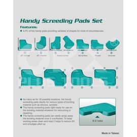 ORXPLUS Tools 4 Pieces Caulking Tool Kit Silicone Sealant Finishing Tool for Silicone Sealant Grout Finishing Sealing, Green