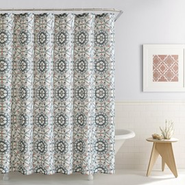 Pure Bath Contemporary Grey Medallion Printed 72"x72" Shower Curtain