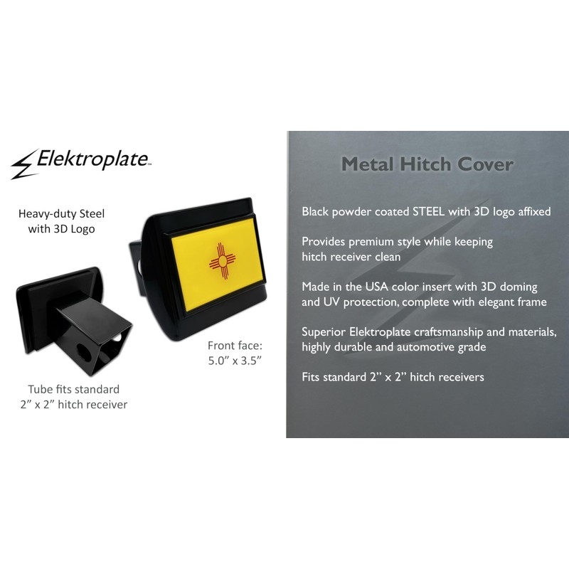 Elektroplate New Mexico State Flag All Metal Black Hitch Cover