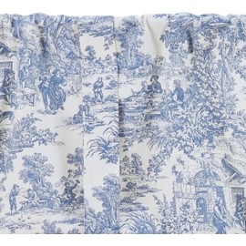 Victoria Park Toile Tie-Up Valence Window Curtain, Blue