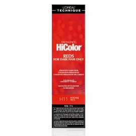 L'OREAL TECHNIQUE HiColor Reds Permanent Hair Color - Lifts Dark Hair in One Step Leaving No Brassiness, Rich & Smooth Creme Formula, Intense & Long-Lasting Color, H11 Intense Red