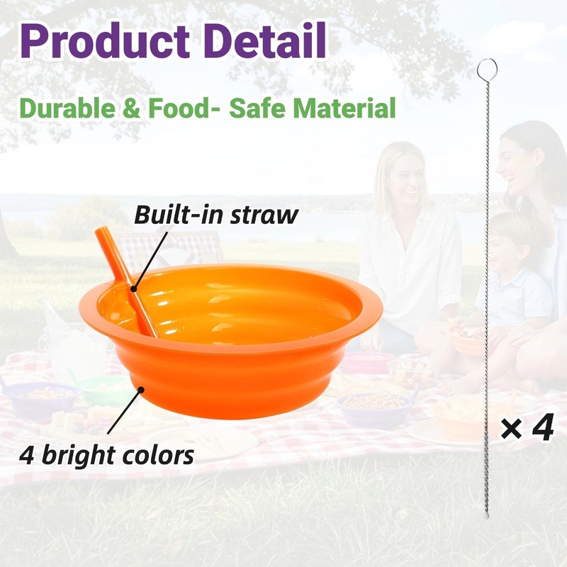 Mezchi 16 Pack Cereal Bowls with Straws, 22 Oz Breakfast