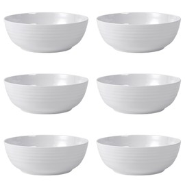 ZAINCA Melamine Cereal Bowls, Salad Bowls Soup Bowls, Shatter Resistant, 7 inch, set of 6 White