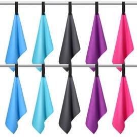 10 Pack Quick Dry Microfiber Camping Towels 25x32 cm Travel Hand Towel with Hang Loop Durable Lightweight Fast Drying Washcloths for Hiking Backpacking and Other Outdoor Adventures Yoga, 5 Colors