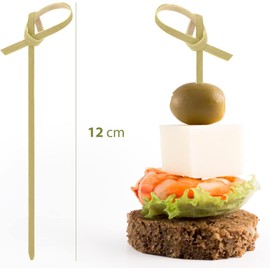 Yeanifeana Palitos de Cóctel de Bambú, 200 Brochetas de Nudo de Bambú, Mini Picas de Alimentos, Palillos de Frutas, Palillos de Bambú para Bebidas, Canapés, Aperitivos, Fiesta 12 cm (Verde)