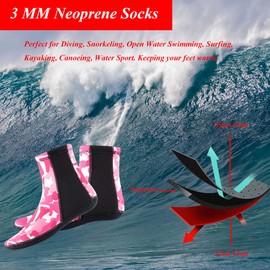 YDQUANI 3mm Wetsuit Socks Camouflage Neoprene Socks Keep Warm Non-Slip Dive Booties for Women Men Kids Open Water Swimming Diving Surfing Snorkelling