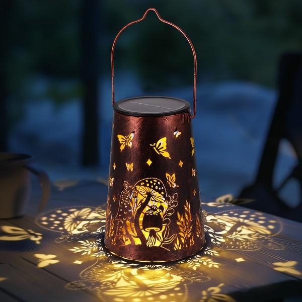 OUZHOU Butterfly Solar Lantern, Hanging Solar Lights Outdoor Garden, Metal