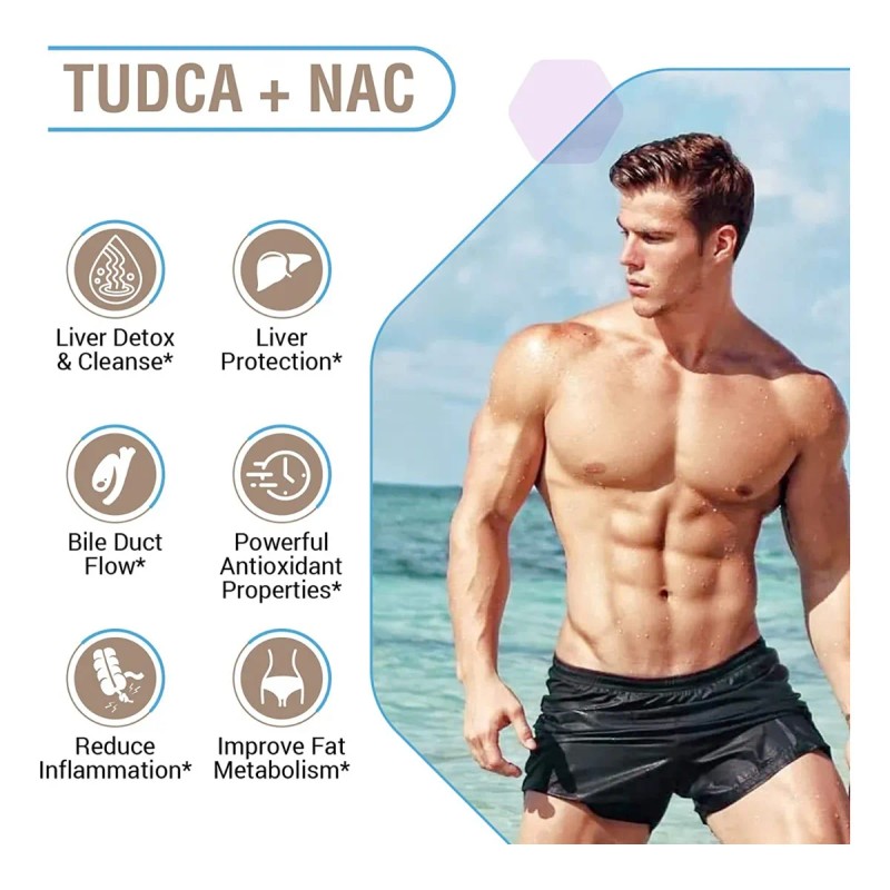 Tudca 1200 Mg + Nac Protector Hepático 60 Capsulas