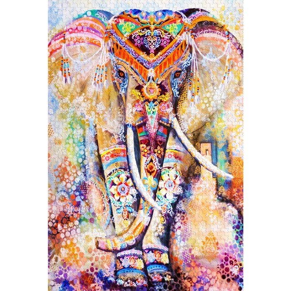 najiaxiaowu Jigsaw Puzzles 1000 Pieces Adults Puzzles Children Puzzles Colored Elephant DIY Wooden Puzzle Modern Home Decor Wall Art Unique Gift 75x50 cm