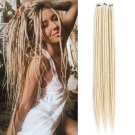 FANCEE Dreadlocks Extensions 24 Inches SE Hippie Dreads 10 Strands Handmade Blonde Long Dreads Synthetic Crochet Hair Dreads Soft Loc Extensions for Women Men