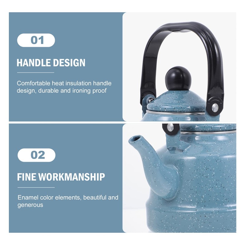 HEMOTON Enameled Tea Kettle with Handle Stovetop Tea Kettle Enamel