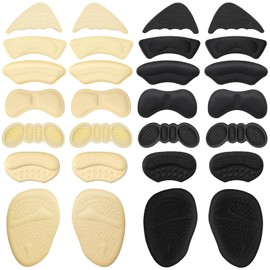 14 Pairs Heel Grips Heel Pads - Premium Foam Shoe Inserts, Liner Heel Slip Pads, Enhance Loose Shoe Fit for Men Women and Stop Slipping, Rubbing, Foot Pain (Beige + Black)