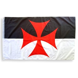 3x5 Knights Templar Flag with Two Brass Grommets, 100% Polyester Fabric, and Double Stitched Edges, Medieval 3x5 Foot Flag, Crusades Flag, Crusader Flag, 3x5 Foot Flag of The Knights Templar