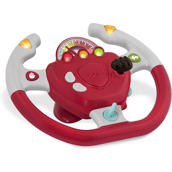 Battat – Geared to Steer Interactive Driving Wheel – Portable Pretend Play Toy Steering Wheel for Kids 2 years +, Red (BT2525Z)