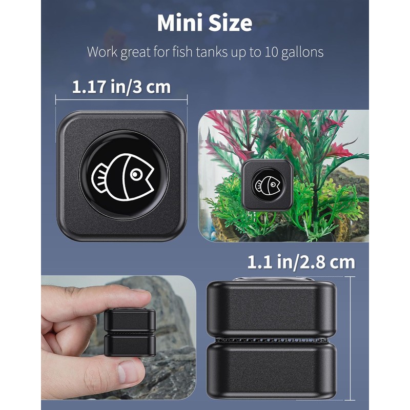 Pawfly Aquarium Magnetic Brush Fish Tank Glass Cleaner 1 Inch