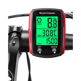 Bike Computer 19 Functions Universal IP54 Waterproof GPS Bicycle Speedometer Odometer Wired Cycle Computer with LCD Backlight Display Auto Start/Stop MTB Road Cycling Accessories for Outdoor Men Women