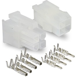 Molex Connector Lot, 3 Matched Sets, (4-Circuits) w/18-24 AWG, Pin Size: Standard .0165" 4.2mm, Mini-Fit Jr