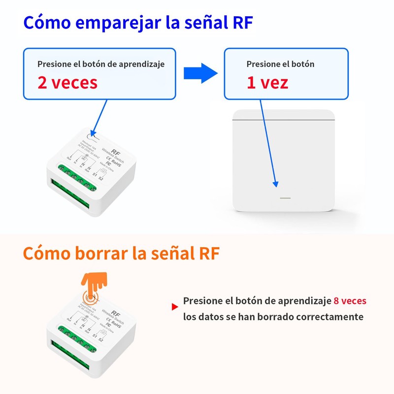 Interruptor Remoto Inalámbrico para Pared, sin necesidad de cableado, Compatible